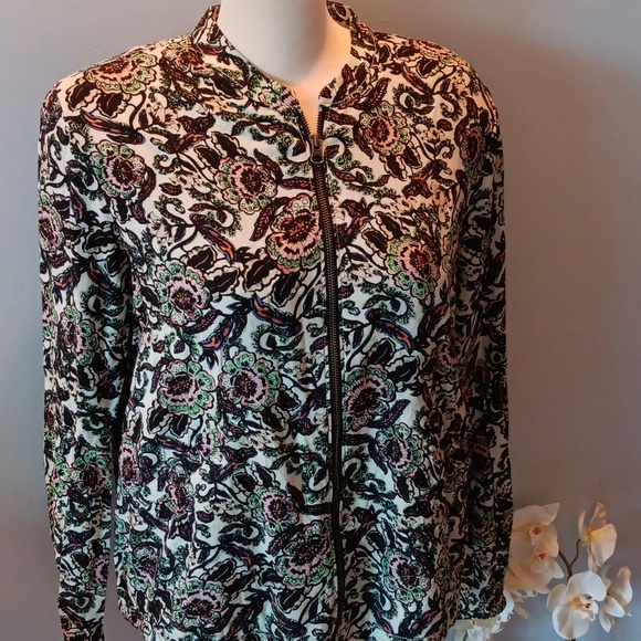 Free People balloon sleeve floral bomber jacket - Picture 3 of 7